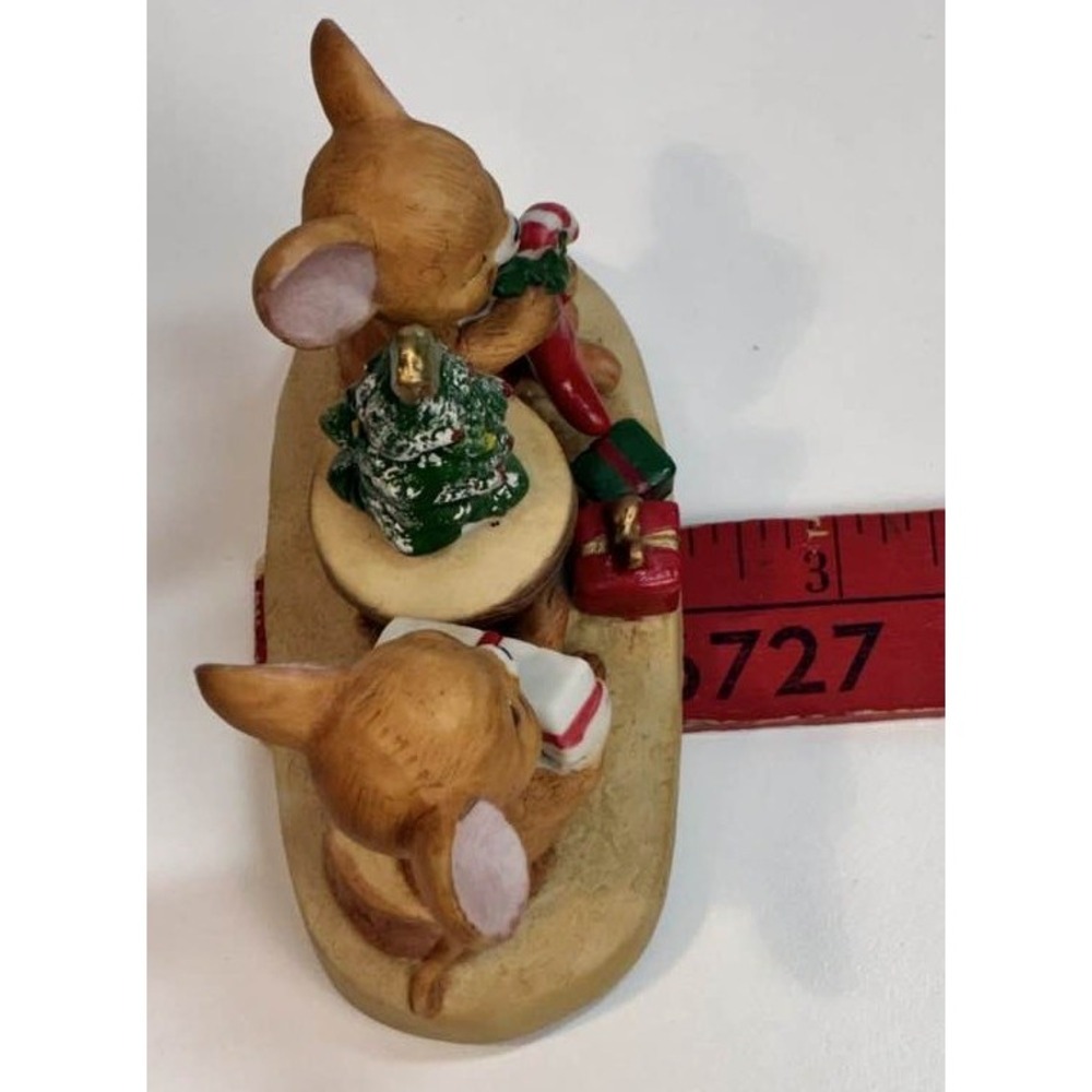 Vintage Enesco Mice Christmas Figurine Night Before Christmas Taiwan Whimsical - Picture 9 of 11